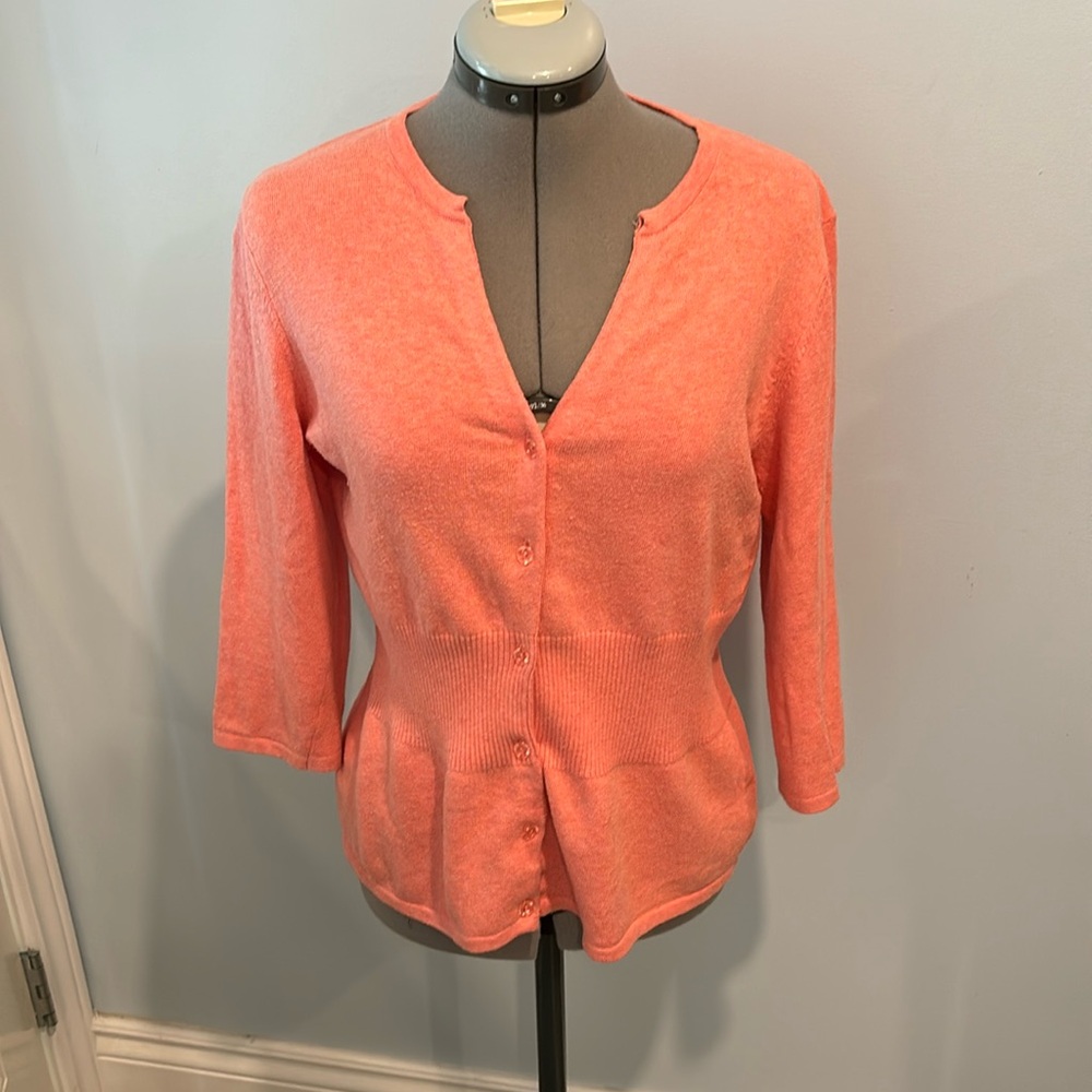 Pink cardigan button front 3/4 length sleeve size large